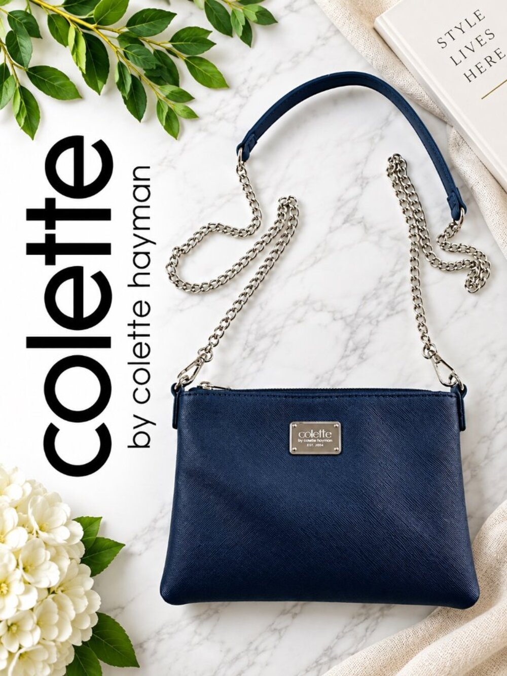 Colette Hayman Chain Strap Crossbody Bag Clutch Purse